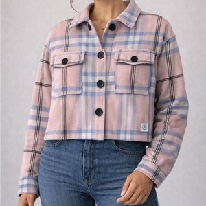 Hurley NWT pink plaid short shacket